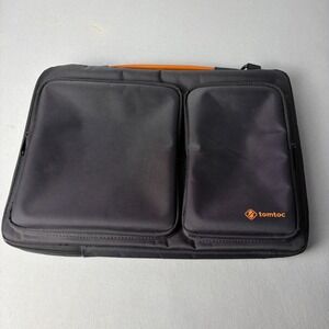 tomtoc Laptop Sleeve Black Orange Handle Padded Organizer Case missing strap